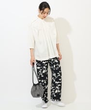 PZLGA43290 GEORGES RECH(ジョルジュ・レッシュ) [日本製]ブラッシュパターンワイドストレートパンツ ブラック
