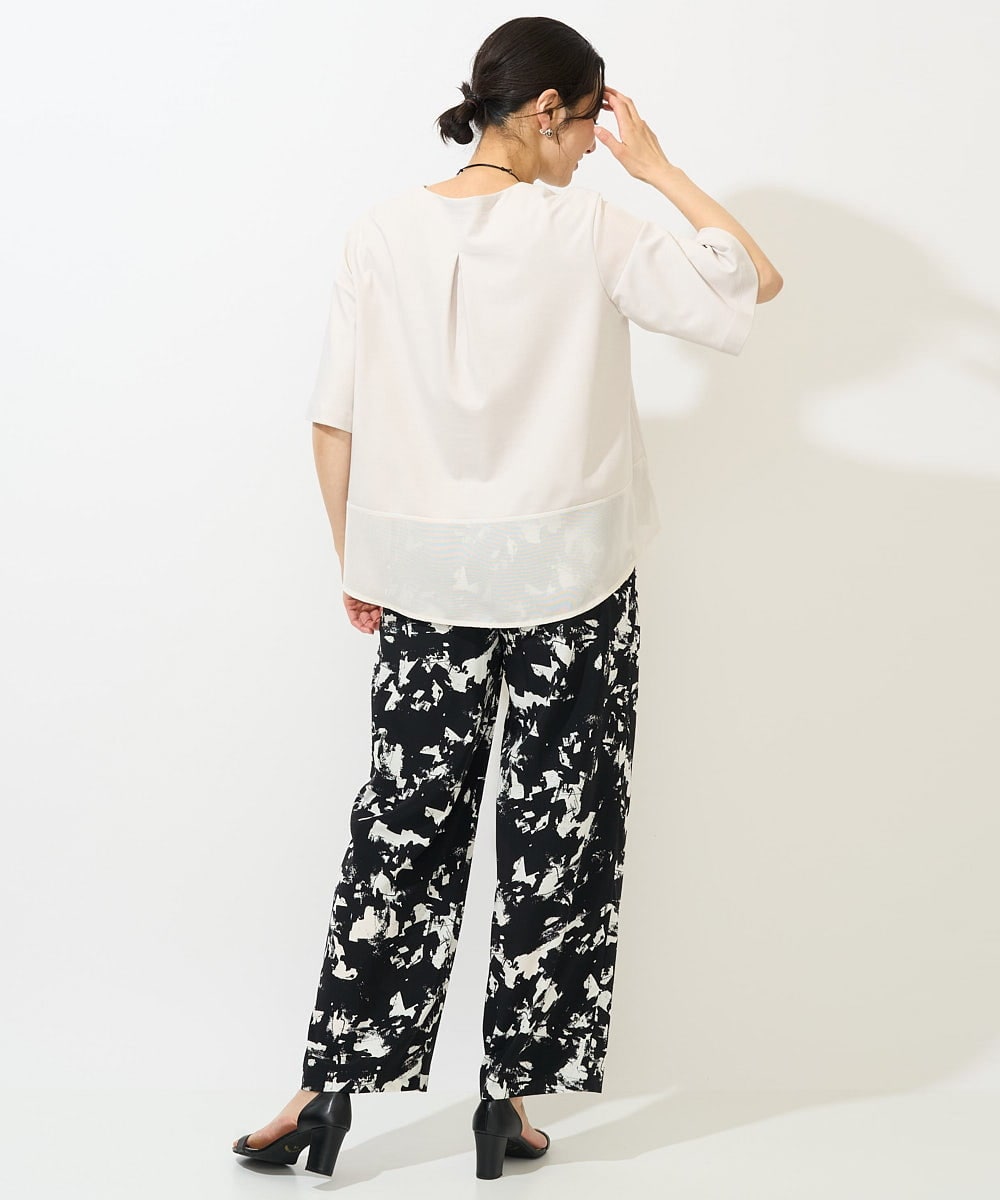 PZLGA43290 GEORGES RECH(ジョルジュ・レッシュ) [日本製]ブラッシュパターンワイドストレートパンツ ブラック