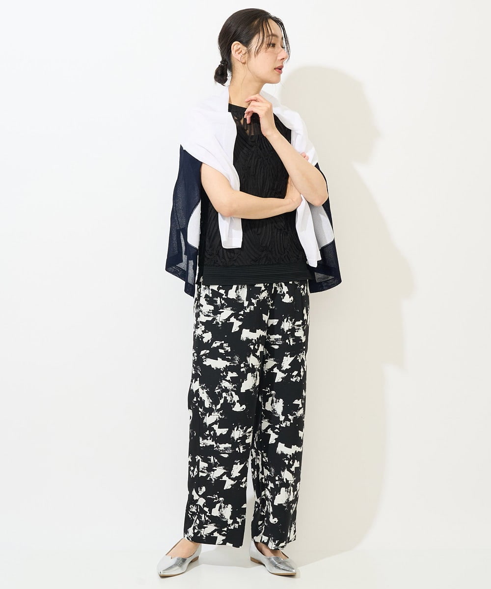 PZLGA43290 GEORGES RECH(ジョルジュ・レッシュ) [日本製]ブラッシュパターンワイドストレートパンツ ブラック