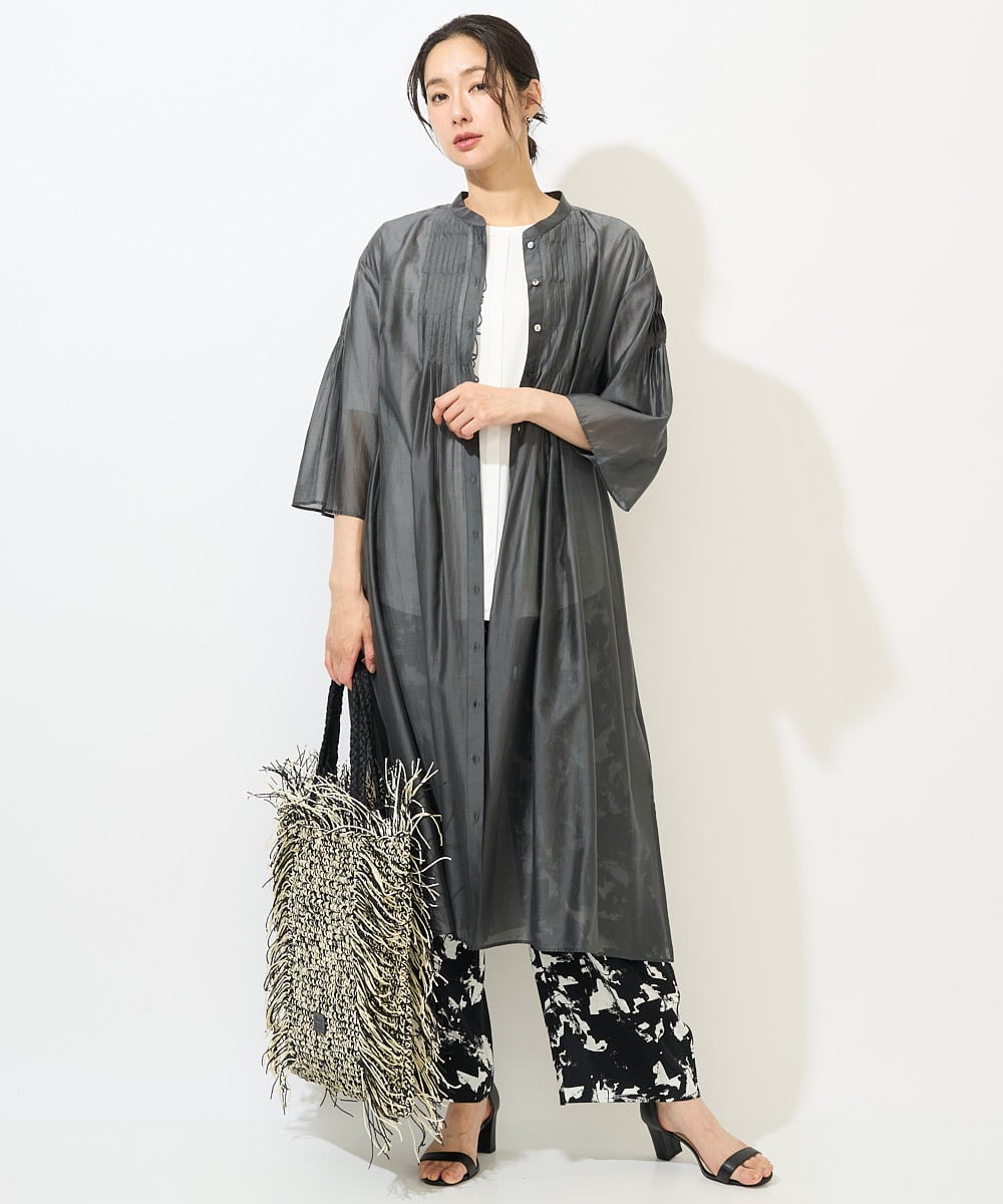 PZLGA43290 GEORGES RECH(ジョルジュ・レッシュ) [日本製]ブラッシュパターンワイドストレートパンツ ブラック