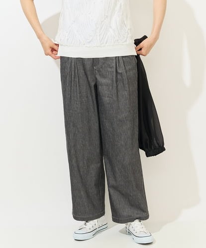 PZLGA49270 GEORGES RECH  [日本製]デニムライクリネンワイドパンツ