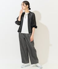 PZLGA49270 GEORGES RECH(ジョルジュ・レッシュ)  [日本製]デニムライクリネンワイドパンツ ブラック