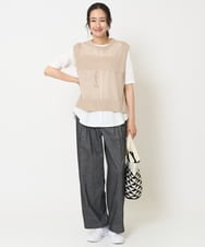 PZLGA49270 GEORGES RECH(ジョルジュ・レッシュ)  [日本製]デニムライクリネンワイドパンツ ブラック