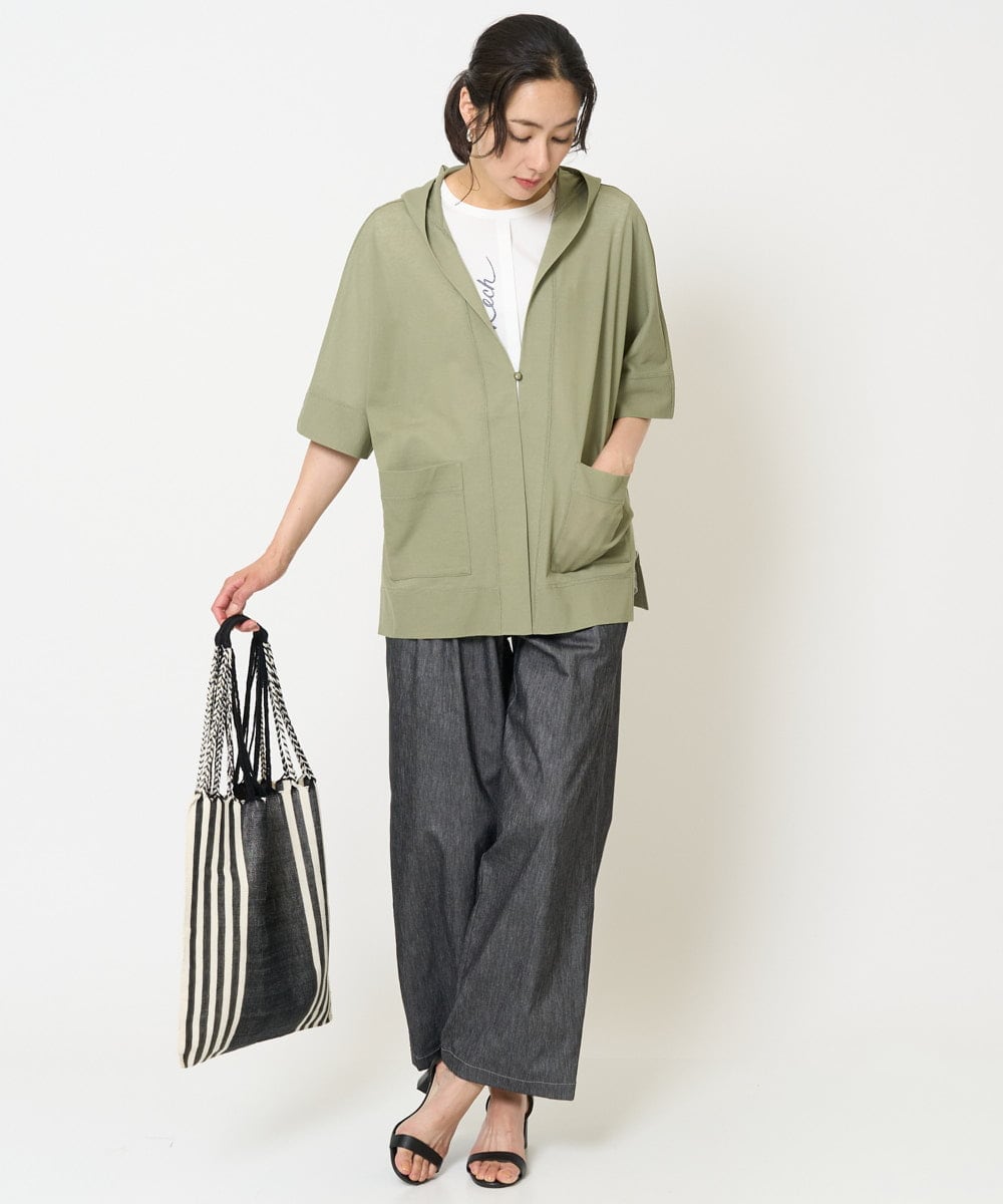 PZLGA49270 GEORGES RECH(ジョルジュ・レッシュ)  [日本製]デニムライクリネンワイドパンツ ブラック