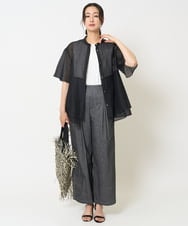 PZLGA49270 GEORGES RECH(ジョルジュ・レッシュ)  [日本製]デニムライクリネンワイドパンツ ブラック