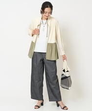 PZLGA49270 GEORGES RECH(ジョルジュ・レッシュ)  [日本製]デニムライクリネンワイドパンツ ブラック