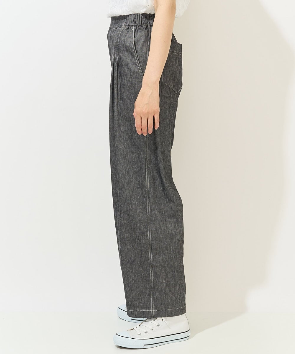 PZLGA49270 GEORGES RECH(ジョルジュ・レッシュ)  [日本製]デニムライクリネンワイドパンツ ブラック