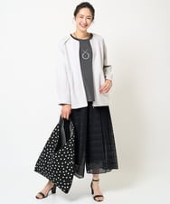 PZLGB34270 GEORGES RECH(ジョルジュ・レッシュ) 幾何ボーダーレースプリーツワイドパンツ ブラック