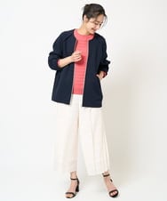 PZLGB34270 GEORGES RECH(ジョルジュ・レッシュ) 幾何ボーダーレースプリーツワイドパンツ ブラック