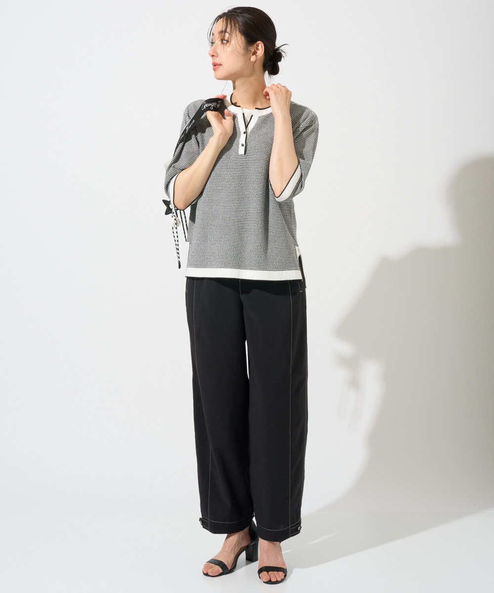 PZLGD12290 GEORGES RECH(ジョルジュ・レッシュ)  [セットアップ対応]ステッチワーク2WAYパンツ ブラック