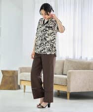 PZLGD31290 GEORGES RECH(ジョルジュ・レッシュ)  [セットアップ対応]フレンチリネンハシゴレースワイドパンツ ブラウン