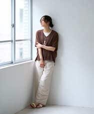 PZLGD31290 GEORGES RECH(ジョルジュ・レッシュ)  [セットアップ対応]フレンチリネンハシゴレースワイドパンツ ブラウン