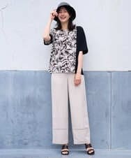 PZLGD31290 GEORGES RECH(ジョルジュ・レッシュ)  [セットアップ対応]フレンチリネンハシゴレースワイドパンツ ブラウン