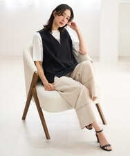 PZLGD31290 GEORGES RECH(ジョルジュ・レッシュ)  [セットアップ対応]フレンチリネンハシゴレースワイドパンツ ブラウン