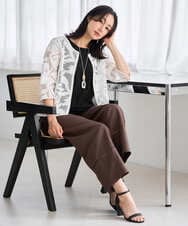 PZLGD31290 GEORGES RECH(ジョルジュ・レッシュ)  [セットアップ対応]フレンチリネンハシゴレースワイドパンツ ブラウン