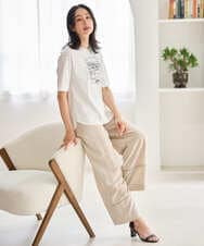 PZLGD31290 GEORGES RECH(ジョルジュ・レッシュ)  [セットアップ対応]フレンチリネンハシゴレースワイドパンツ ブラウン
