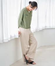 PZLGD31290 GEORGES RECH(ジョルジュ・レッシュ)  [セットアップ対応]フレンチリネンハシゴレースワイドパンツ ブラウン
