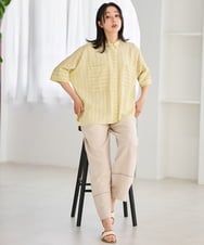 PZLGD31290 GEORGES RECH(ジョルジュ・レッシュ)  [セットアップ対応]フレンチリネンハシゴレースワイドパンツ ブラウン