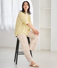 PZLGD31290 GEORGES RECH(ジョルジュ・レッシュ)  [セットアップ対応]フレンチリネンハシゴレースワイドパンツ ブラウン