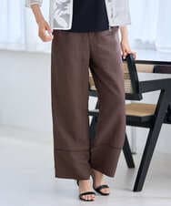 PZLGD31290 GEORGES RECH(ジョルジュ・レッシュ)  [セットアップ対応]フレンチリネンハシゴレースワイドパンツ ブラウン