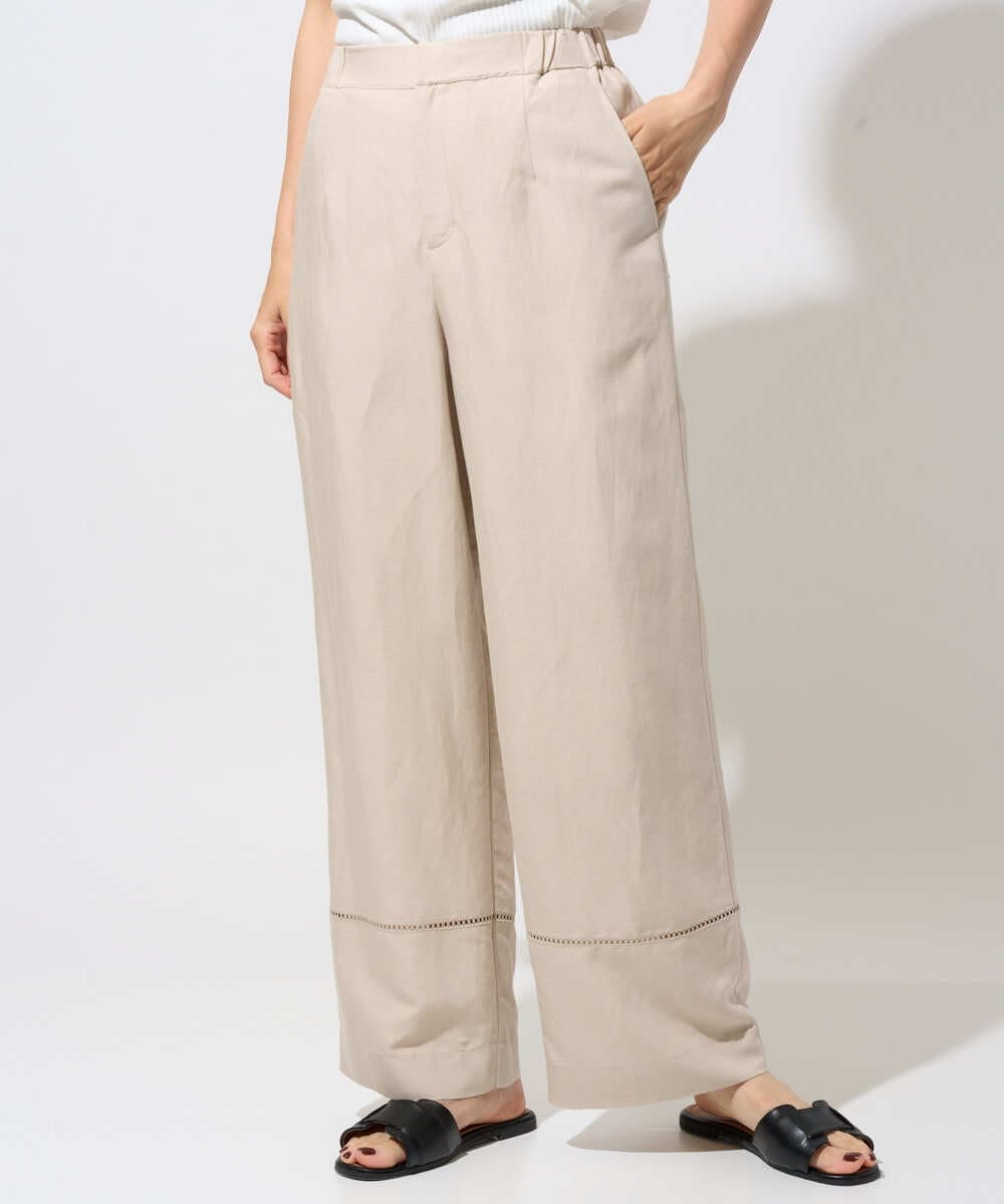 PZLGD31290 GEORGES RECH(ジョルジュ・レッシュ)  [セットアップ対応]フレンチリネンハシゴレースワイドパンツ ブラウン