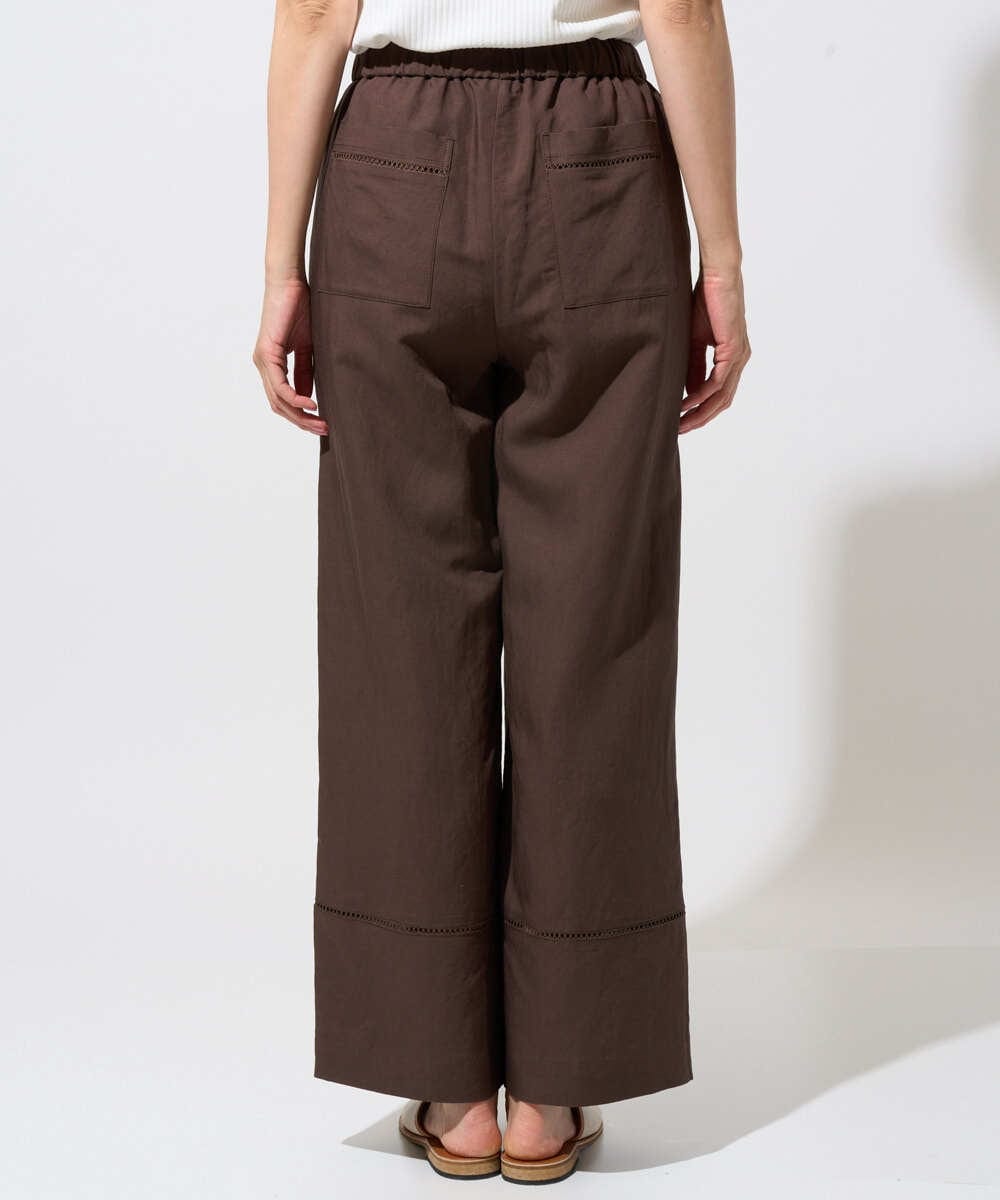 PZLGD31290 GEORGES RECH(ジョルジュ・レッシュ)  [セットアップ対応]フレンチリネンハシゴレースワイドパンツ ブラウン
