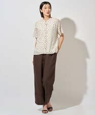 PZLGD31290 GEORGES RECH(ジョルジュ・レッシュ)  [セットアップ対応]フレンチリネンハシゴレースワイドパンツ ブラウン