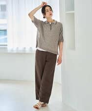 PZLGD31290 GEORGES RECH(ジョルジュ・レッシュ)  [セットアップ対応]フレンチリネンハシゴレースワイドパンツ ブラウン