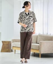 PZLGD31290 GEORGES RECH(ジョルジュ・レッシュ)  [セットアップ対応]フレンチリネンハシゴレースワイドパンツ ブラウン