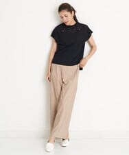 PZLGU24210 GEORGES RECH(ジョルジュ・レッシュ) [定番素材]スマッシュリネンストレッチワイドパンツ ブラック