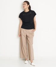 PZLGU24210 GEORGES RECH(ジョルジュ・レッシュ) [定番素材]スマッシュリネンストレッチワイドパンツ ブラック