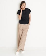 PZLGU24210 GEORGES RECH(ジョルジュ・レッシュ) [定番素材]スマッシュリネンストレッチワイドパンツ ブラック