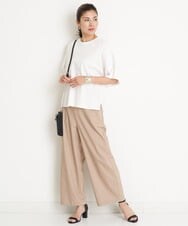 PZLGU24210 GEORGES RECH(ジョルジュ・レッシュ) [定番素材]スマッシュリネンストレッチワイドパンツ ブラック