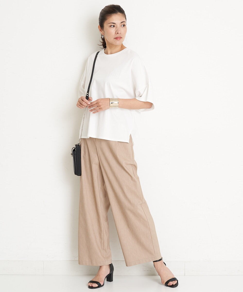 PZLGU24210 GEORGES RECH(ジョルジュ・レッシュ) [定番素材]スマッシュリネンストレッチワイドパンツ ブラック
