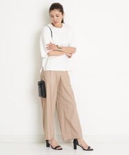 PZLGU24210 GEORGES RECH(ジョルジュ・レッシュ) [定番素材]スマッシュリネンストレッチワイドパンツ ブラック