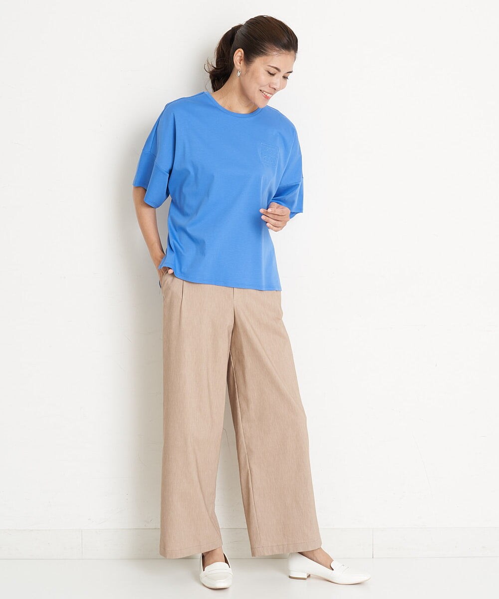 PZLGU24210 GEORGES RECH(ジョルジュ・レッシュ) [定番素材]スマッシュリネンストレッチワイドパンツ ブラック
