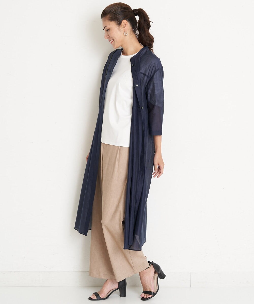 PZLGU24210 GEORGES RECH(ジョルジュ・レッシュ) [定番素材]スマッシュリネンストレッチワイドパンツ ブラック