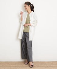 PZLGU24210 GEORGES RECH(ジョルジュ・レッシュ) [定番素材]スマッシュリネンストレッチワイドパンツ ブラック