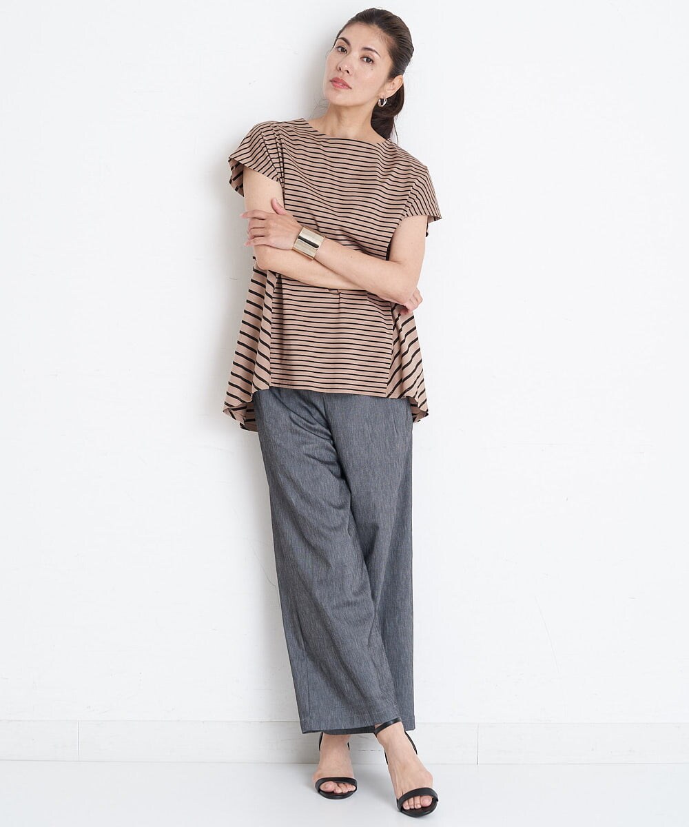 PZLGU24210 GEORGES RECH(ジョルジュ・レッシュ) [定番素材]スマッシュリネンストレッチワイドパンツ ブラック
