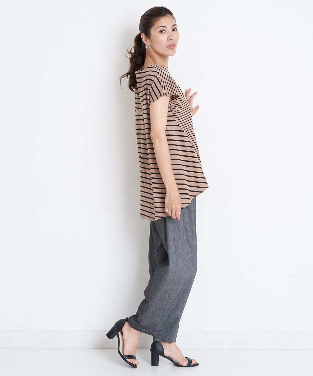 PZLGU24210 GEORGES RECH(ジョルジュ・レッシュ) [定番素材]スマッシュリネンストレッチワイドパンツ ブラック