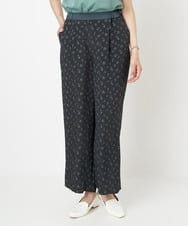 PZLGU48270 GEORGES RECH(ジョルジュ・レッシュ) ジャガードフラワー柄ストレートパンツ グリーン×ブラック