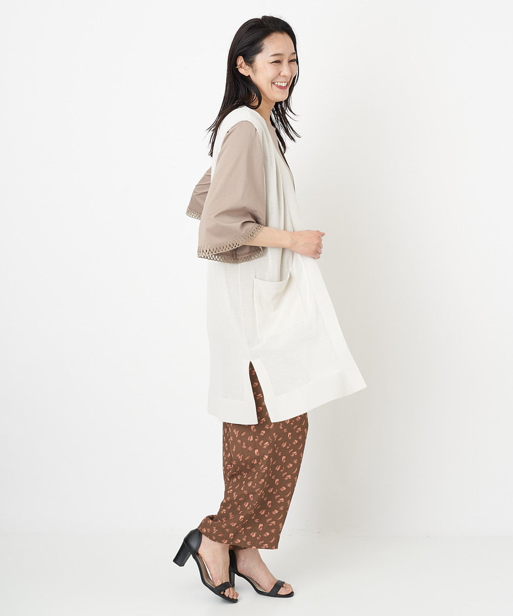PZLGU48270 GEORGES RECH(ジョルジュ・レッシュ) ジャガードフラワー柄ストレートパンツ グリーン×ブラック