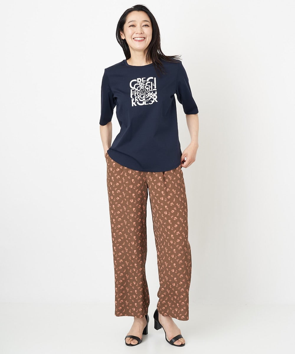 PZLGU48270 GEORGES RECH(ジョルジュ・レッシュ) ジャガードフラワー柄ストレートパンツ グリーン×ブラック