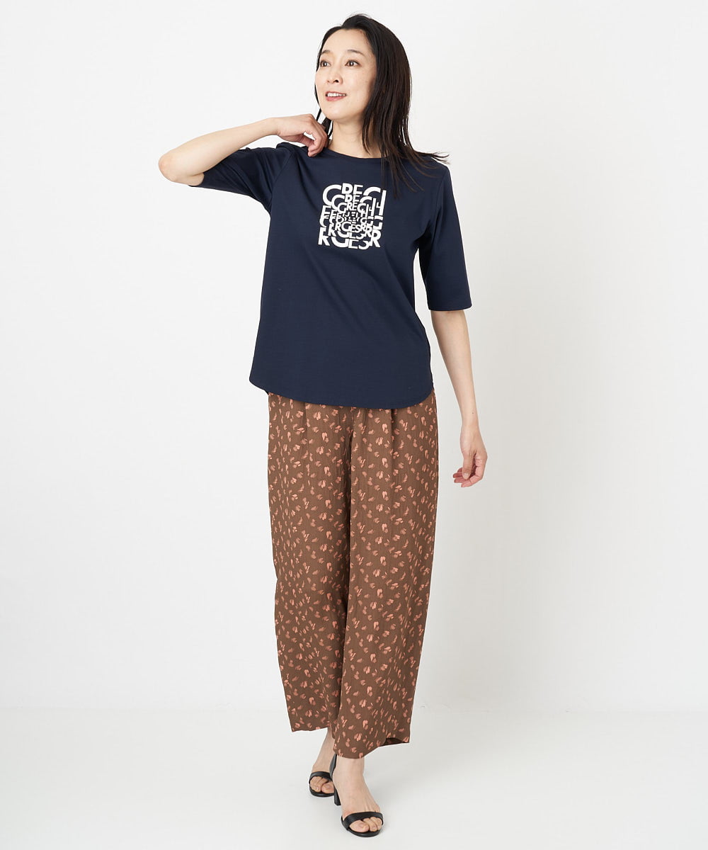 PZLGU48270 GEORGES RECH(ジョルジュ・レッシュ) ジャガードフラワー柄ストレートパンツ グリーン×ブラック