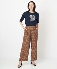 PZLGU48270 GEORGES RECH(ジョルジュ・レッシュ) ジャガードフラワー柄ストレートパンツ グリーン×ブラック