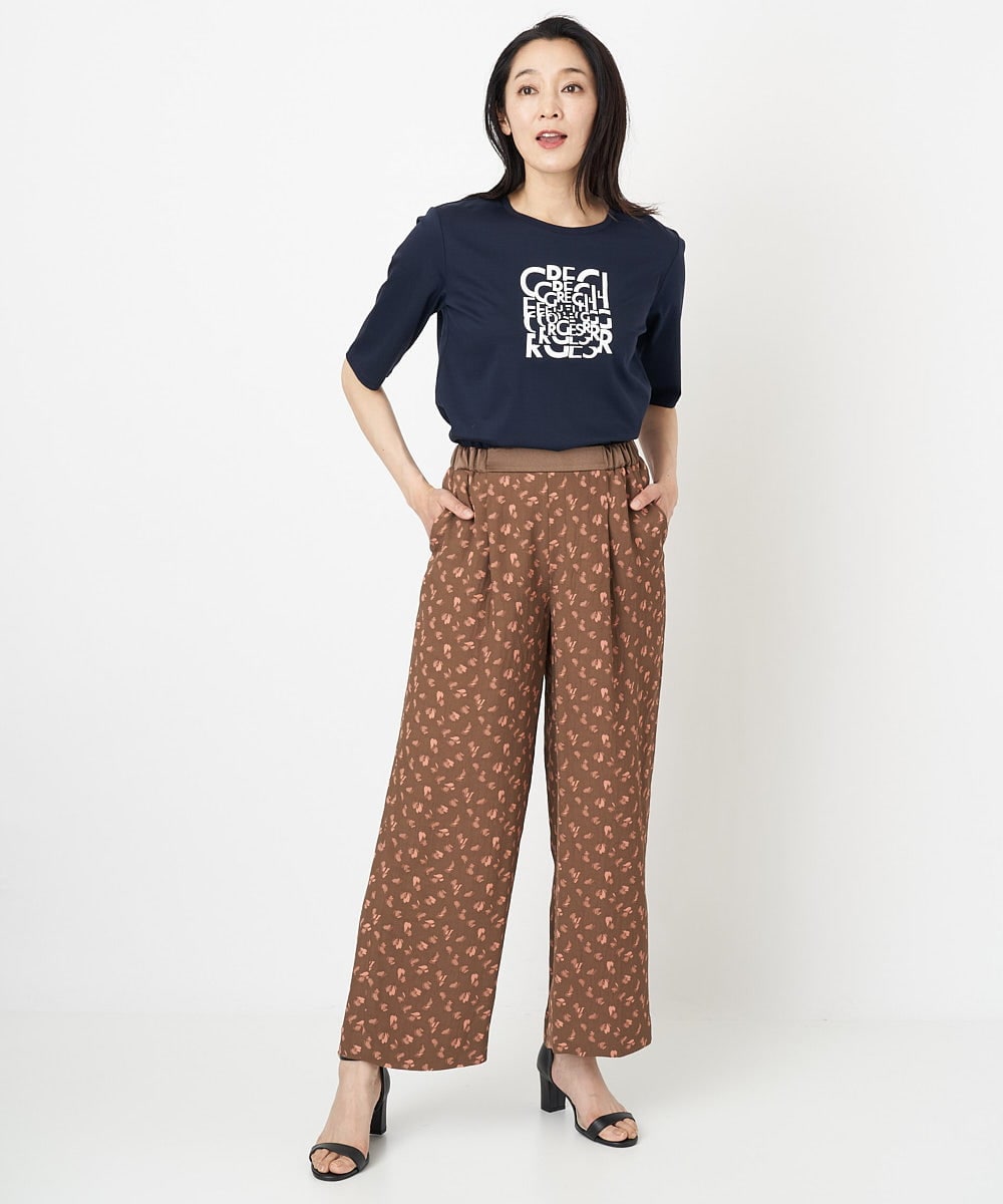 PZLGU48270 GEORGES RECH(ジョルジュ・レッシュ) ジャガードフラワー柄ストレートパンツ グリーン×ブラック