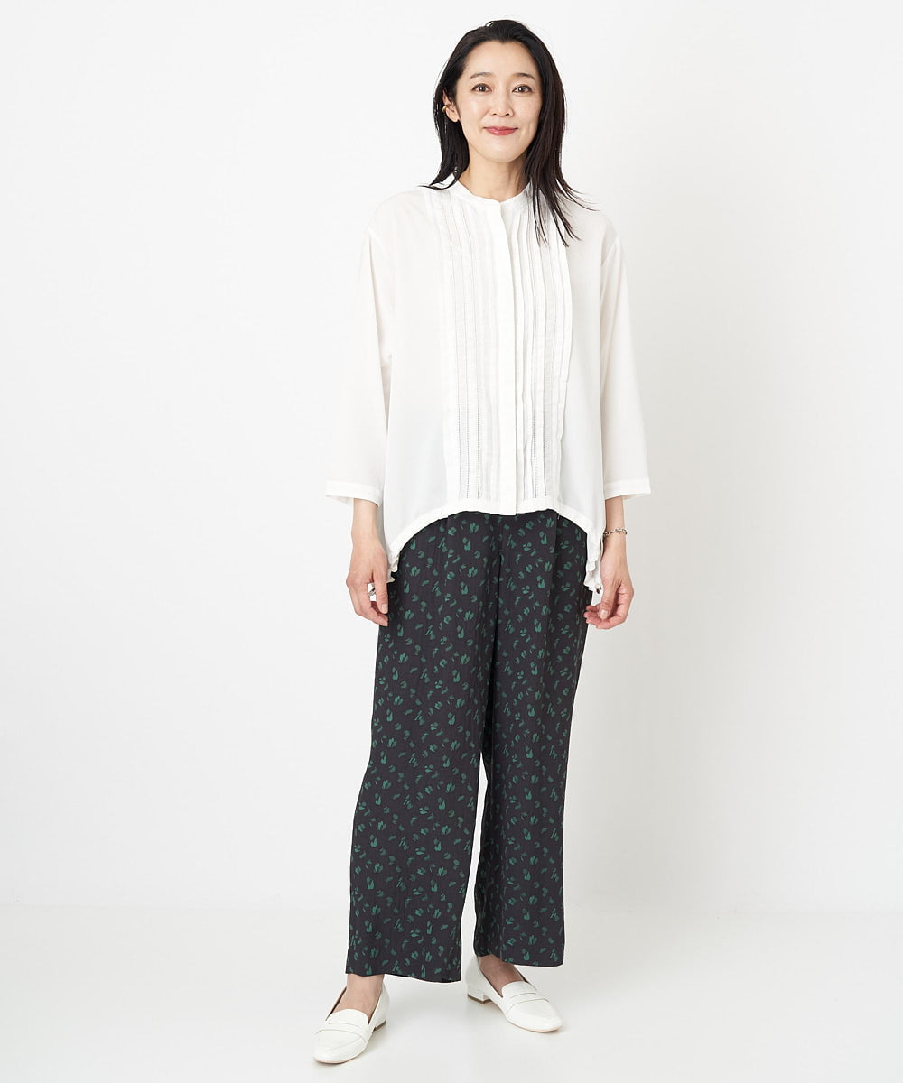 PZLGU48270 GEORGES RECH(ジョルジュ・レッシュ) ジャガードフラワー柄ストレートパンツ グリーン×ブラック
