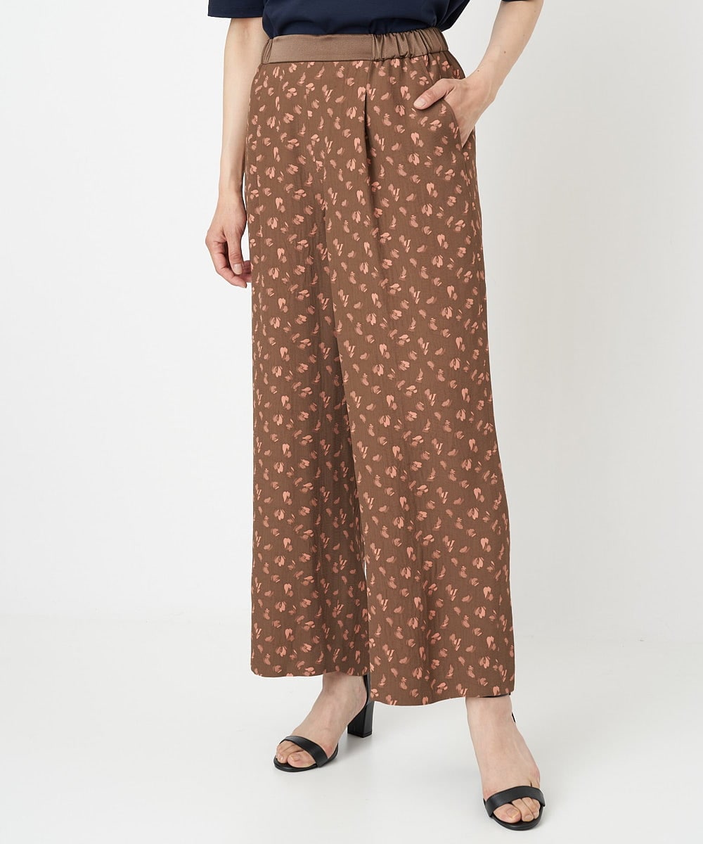 PZLGU48270 GEORGES RECH(ジョルジュ・レッシュ) ジャガードフラワー柄ストレートパンツ グリーン×ブラック