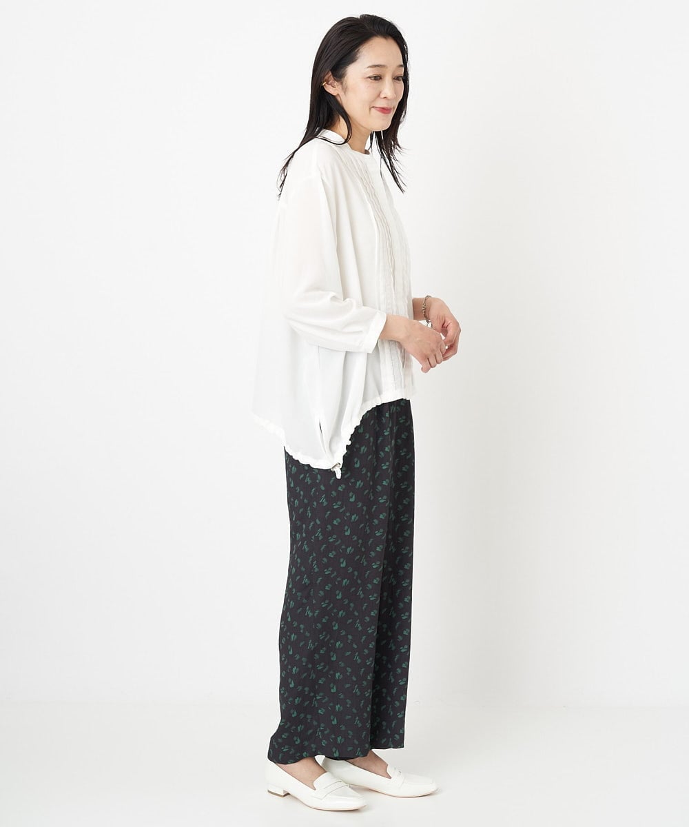 PZLGU48270 GEORGES RECH(ジョルジュ・レッシュ) ジャガードフラワー柄ストレートパンツ グリーン×ブラック