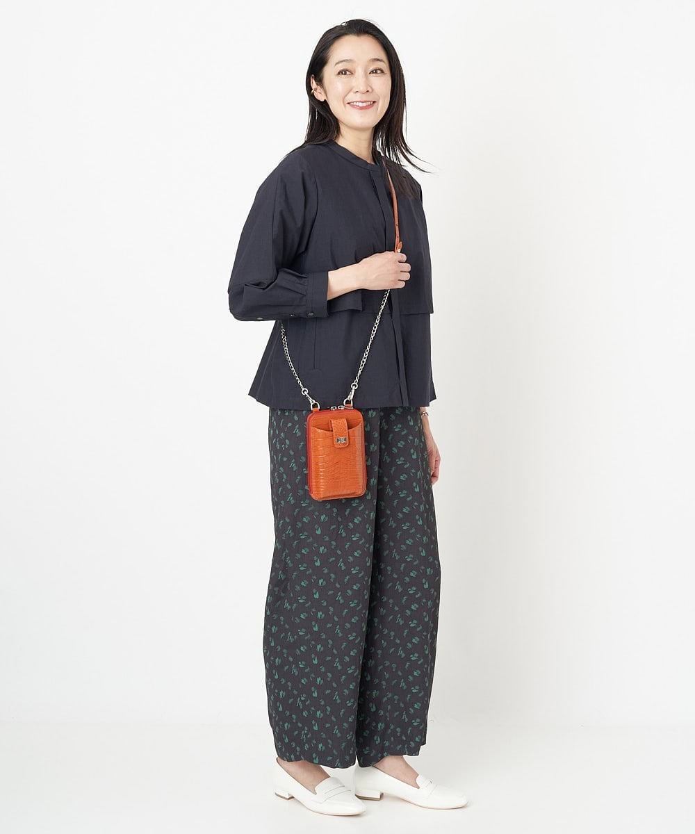 PZLGU48270 GEORGES RECH(ジョルジュ・レッシュ) ジャガードフラワー柄ストレートパンツ グリーン×ブラック